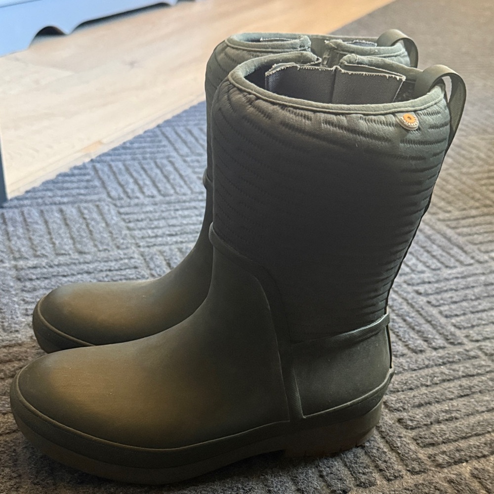 Green Quilted Rain Boots